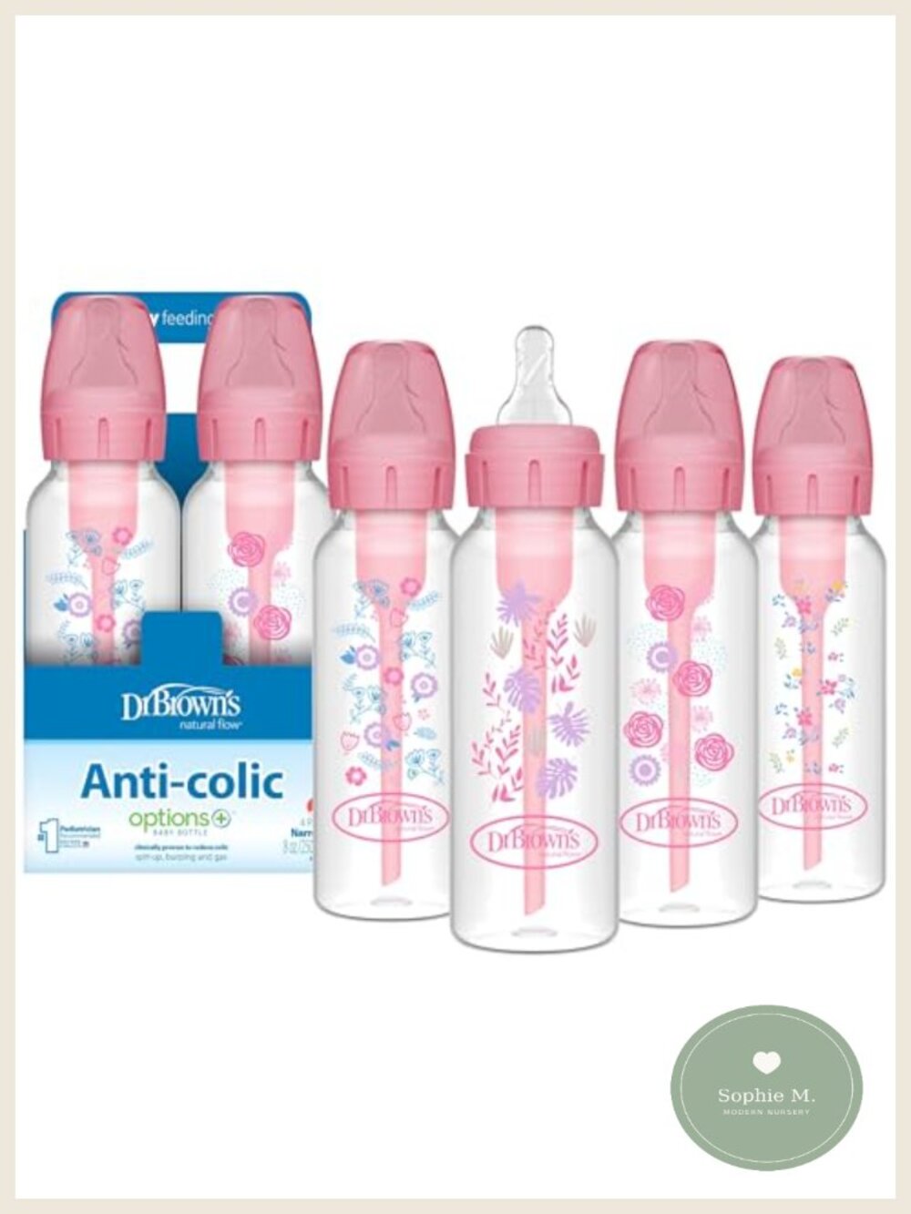Anti-Colic Baby Bottles 4-Pack 8oz Vented Slow Flow BPA Free - Dr Brown's Style
